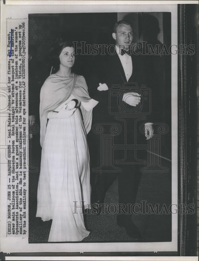 1966 Luci Baines Johnson with fiancee Pat Nugent - Historic Images