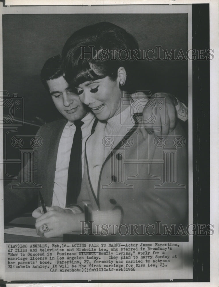 1966 Actor James Farentino and Actress Michele Lee - Historic Images