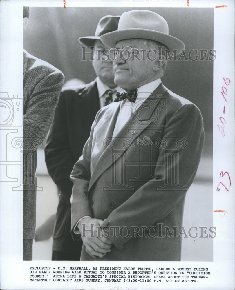 Press Photo E.G. Marshall as President Truman in &quot;Collision Course&quot; - Historic Images