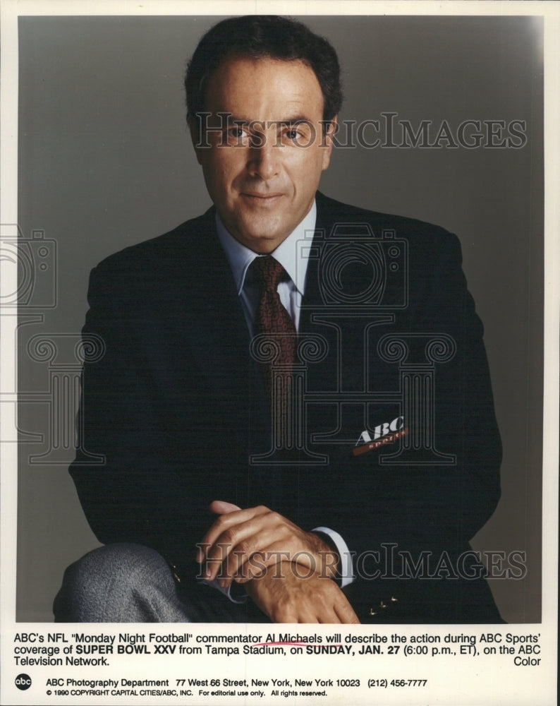1976 Al Michaels Commentator for Monday Night Football - Historic Images