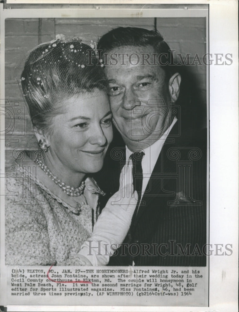 1964 Actress Joan Fontaine Marries Magazine Editor Alfred Wright Jr - Historic Images