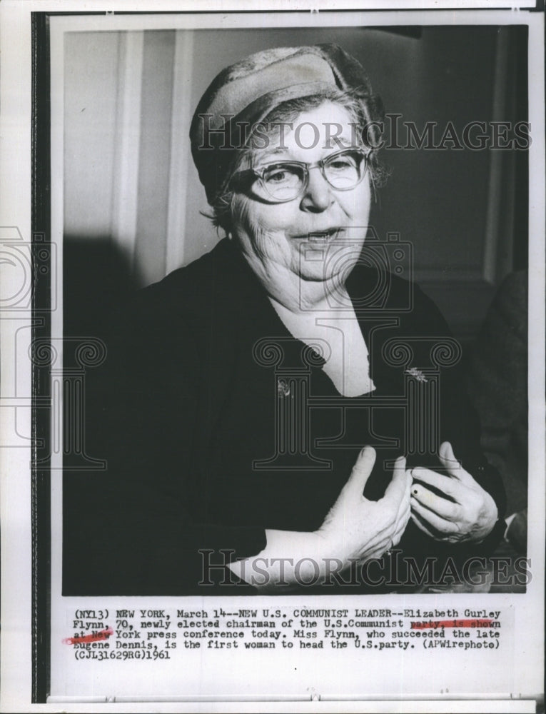 1961 Elizabeth Curley Fylnn Chairman of the US Communist. - Historic Images