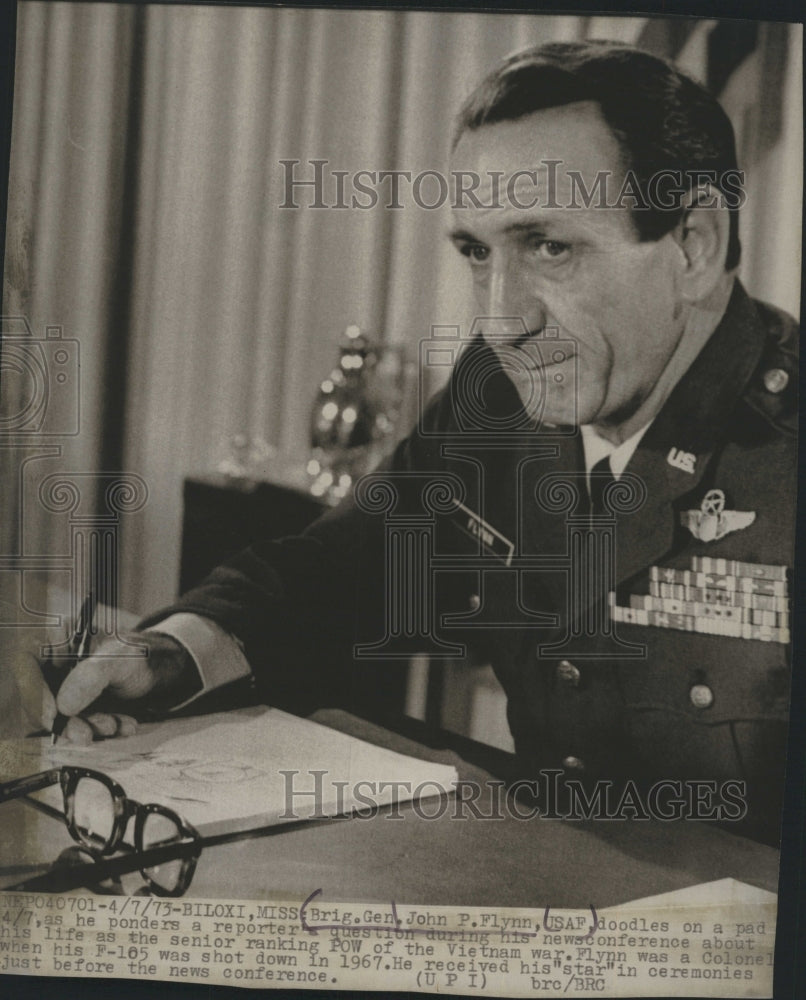 1973 Brig. Gen. John P. Flynn in news conference  - Historic Images