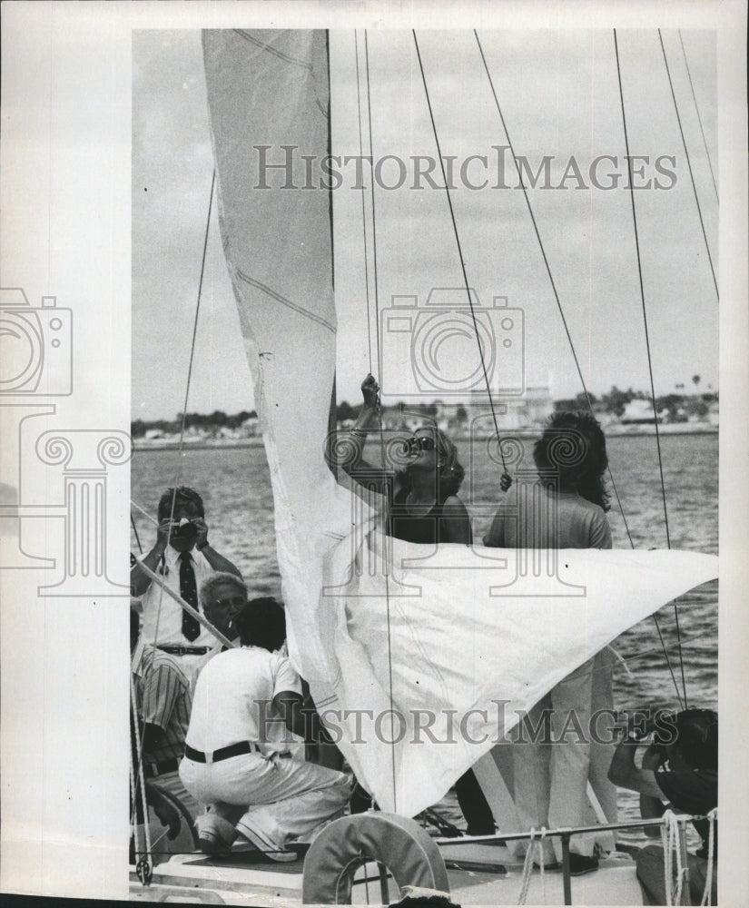 1975 Susan Ford on Sail Boat. - Historic Images