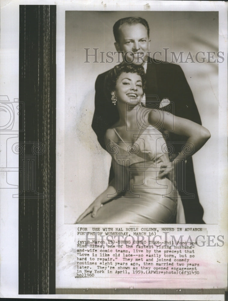 1959 Phil Ford and Mimi Hines husband and wife comic team. - Historic Images