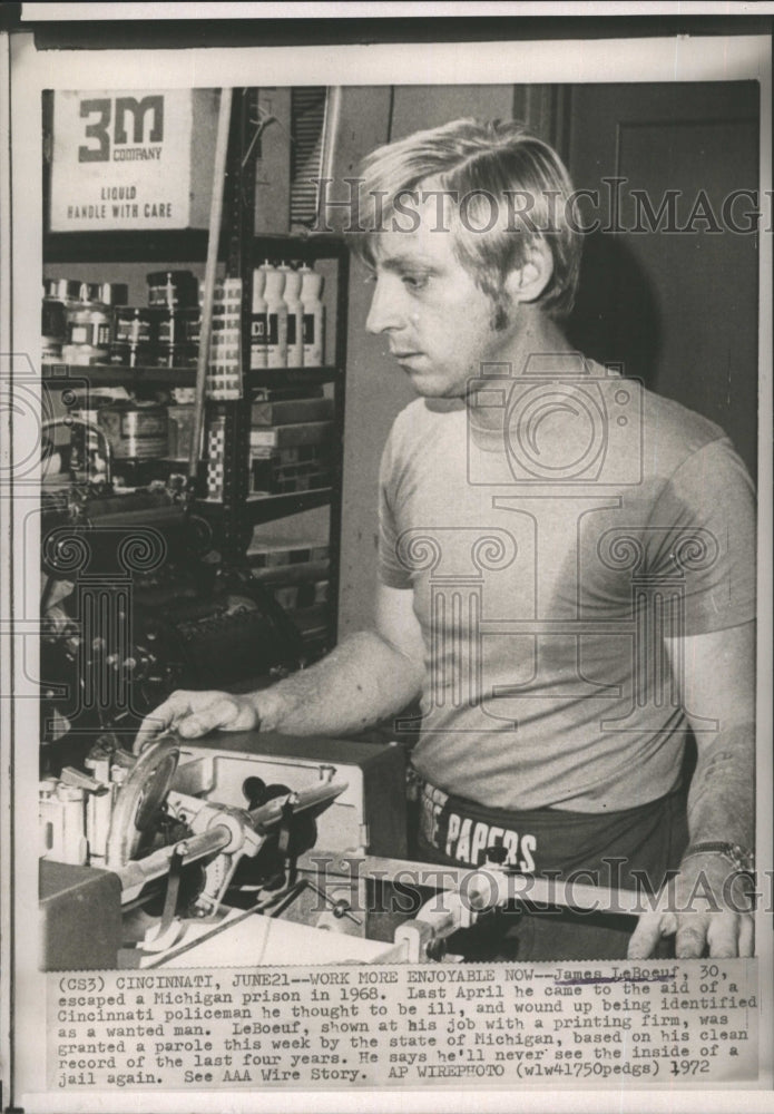 1972 James LeBoeuf is granted parole 4 years after prison escape - Historic Images