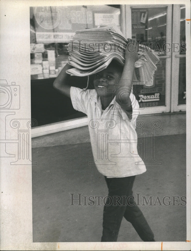 1969 Young Boy Delivers Papers  - Historic Images