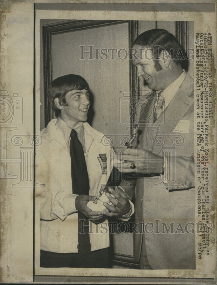 1972 Mark Kocsi, Outstanding Junior Newspaper Carrier of the Year - Historic Images