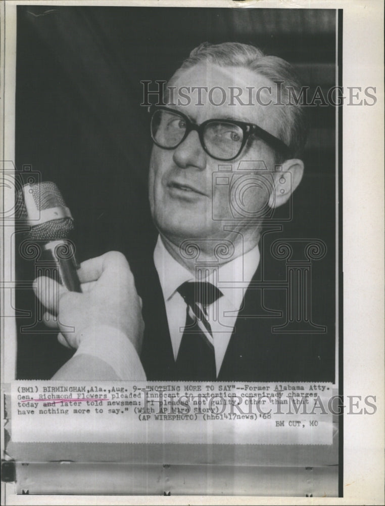 1968 Former Alabama Attorney General Richmond Flowers Innocence Plea - Historic Images
