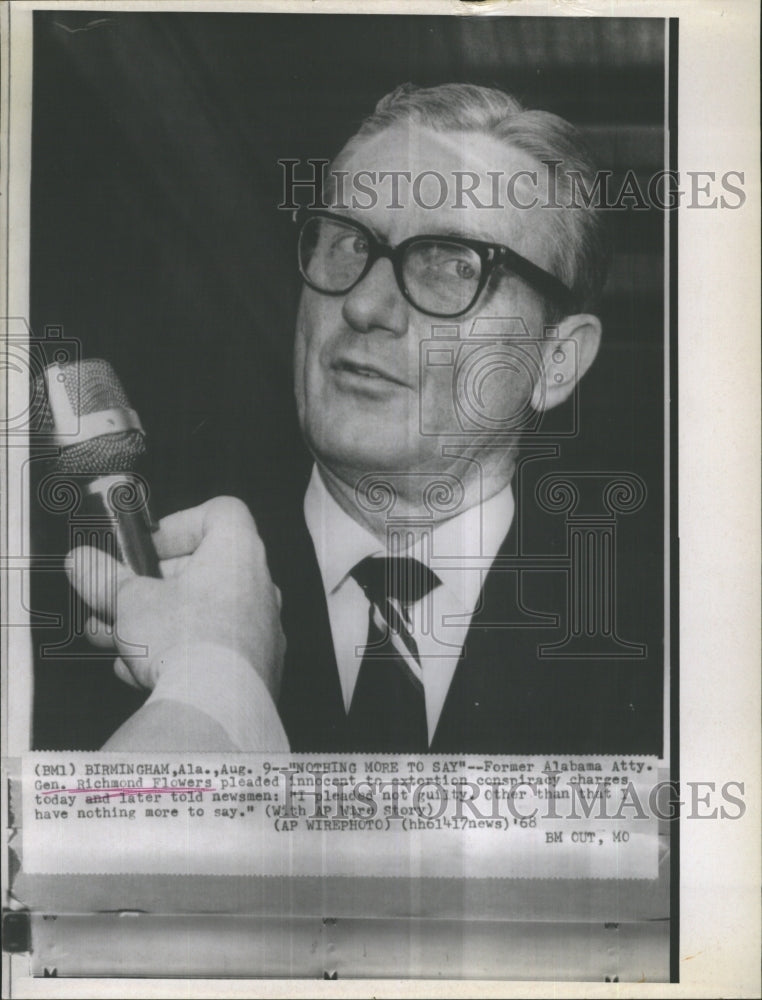 1968 Former Alabama Attorney General Richmond Flowers Innocence Plea - Historic Images