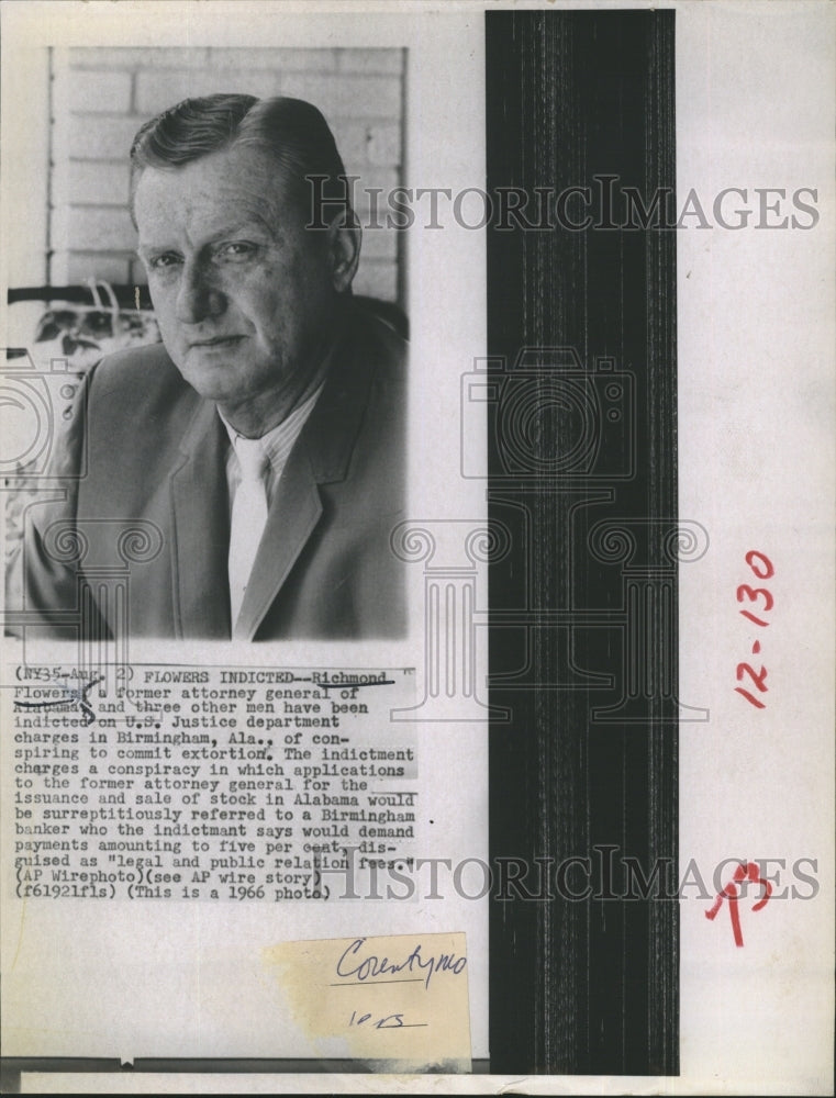 1966 Richmond Flowers Alabama Attorney General Extortion Indictment - Historic Images