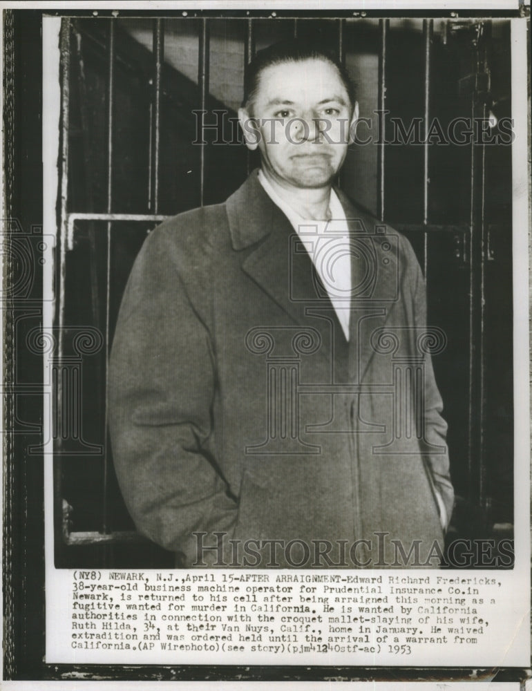 1953 Edward Fredericks, in Prison After Murdering Wife in California - Historic Images