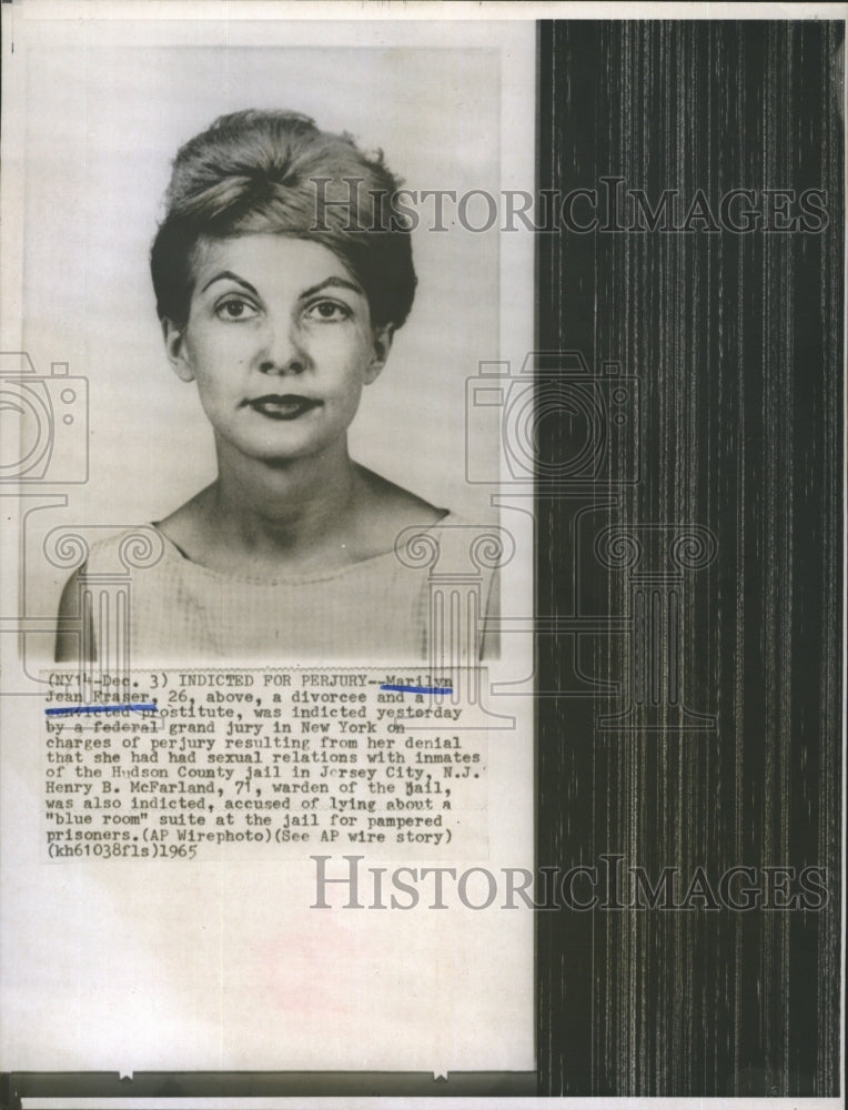 1965 Press Photo Marilyn Fraser Indicted For Perjury - Historic Images
