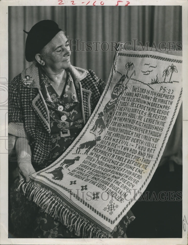 1968 Irma Stevens Taylor Shows Her The Lord Is My Shepherd Tapestry - Historic Images