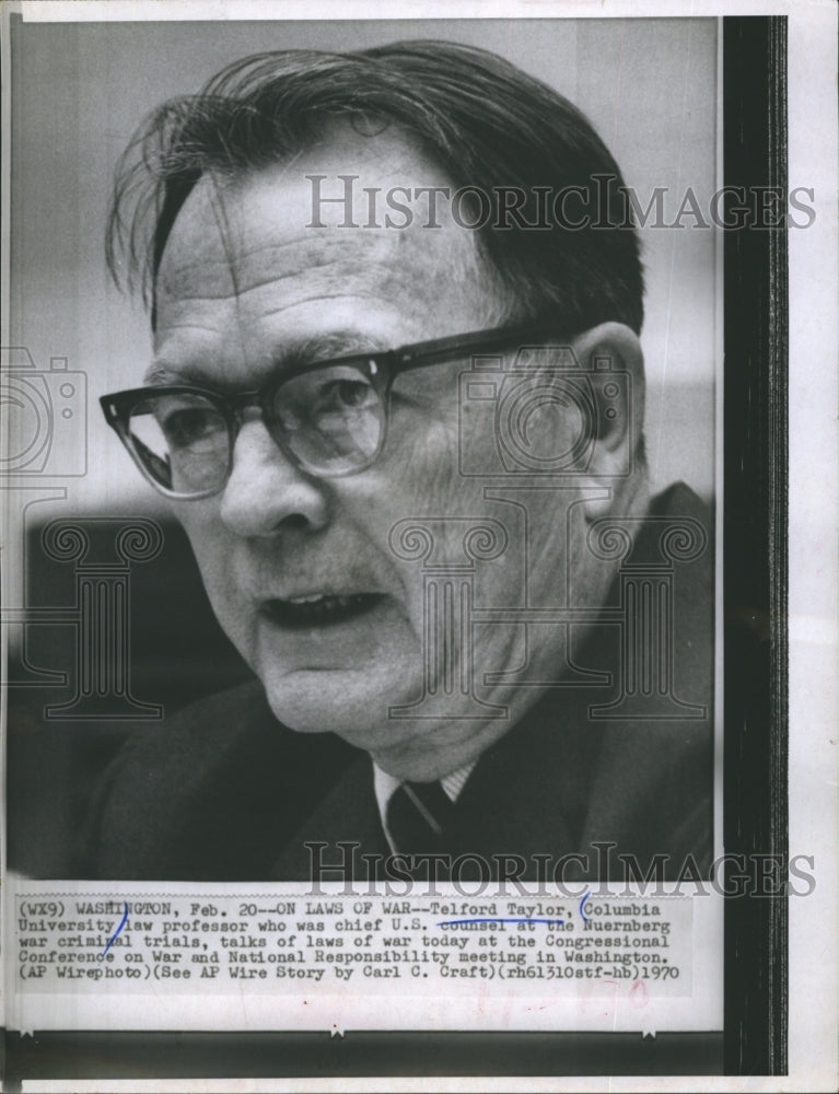 1970 Telford Taylor Talks Of Law Congressional Conference On War - Historic Images