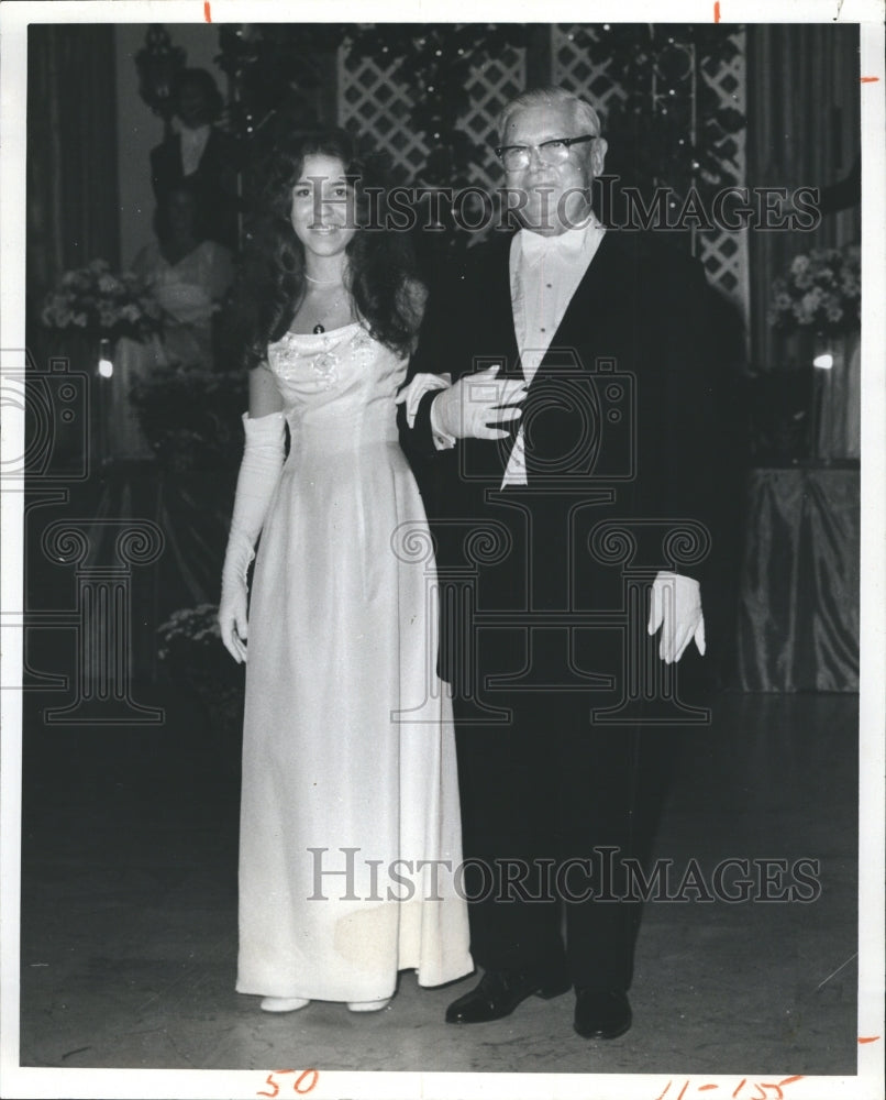 1975 Sylvia Jane Rice and Father on her Debut at Europe.  - Historic Images