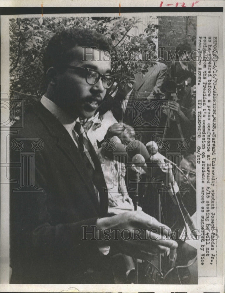 1970 Harvard University student Joseph Rhodes Jr. as he appeared - Historic Images