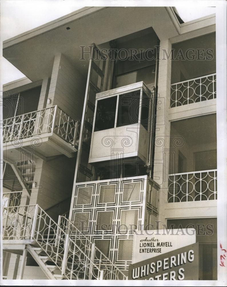 1960 Exterior elevator of he Whispering Waters Co-operative Apart. - Historic Images