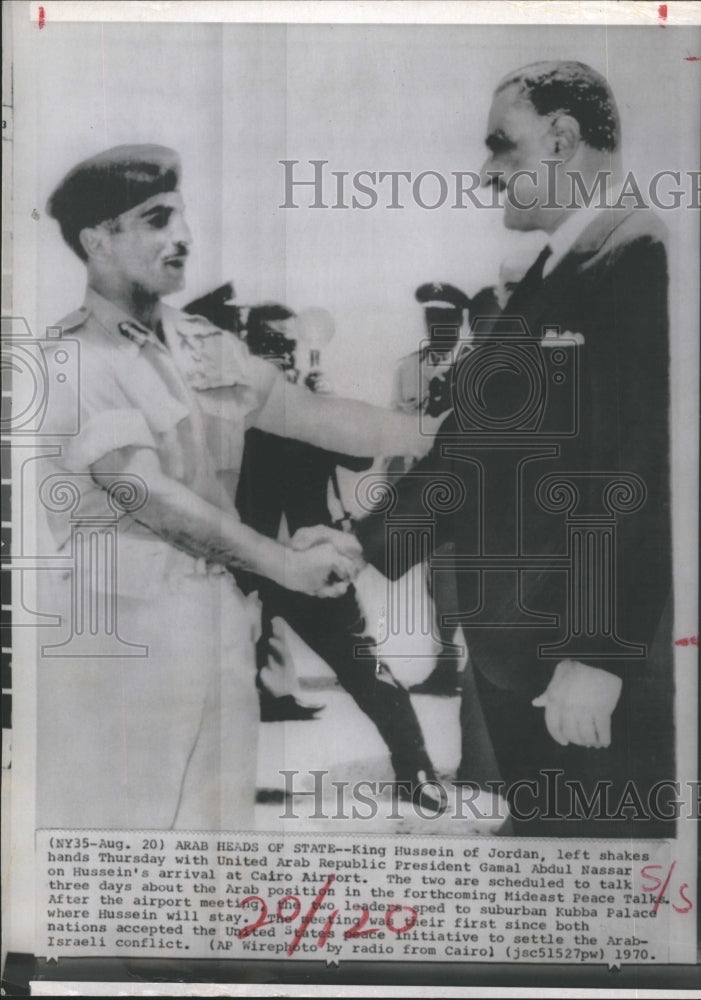 1970 Arab Republic president Gamal Abdul Nassar and King Hussein - Historic Images