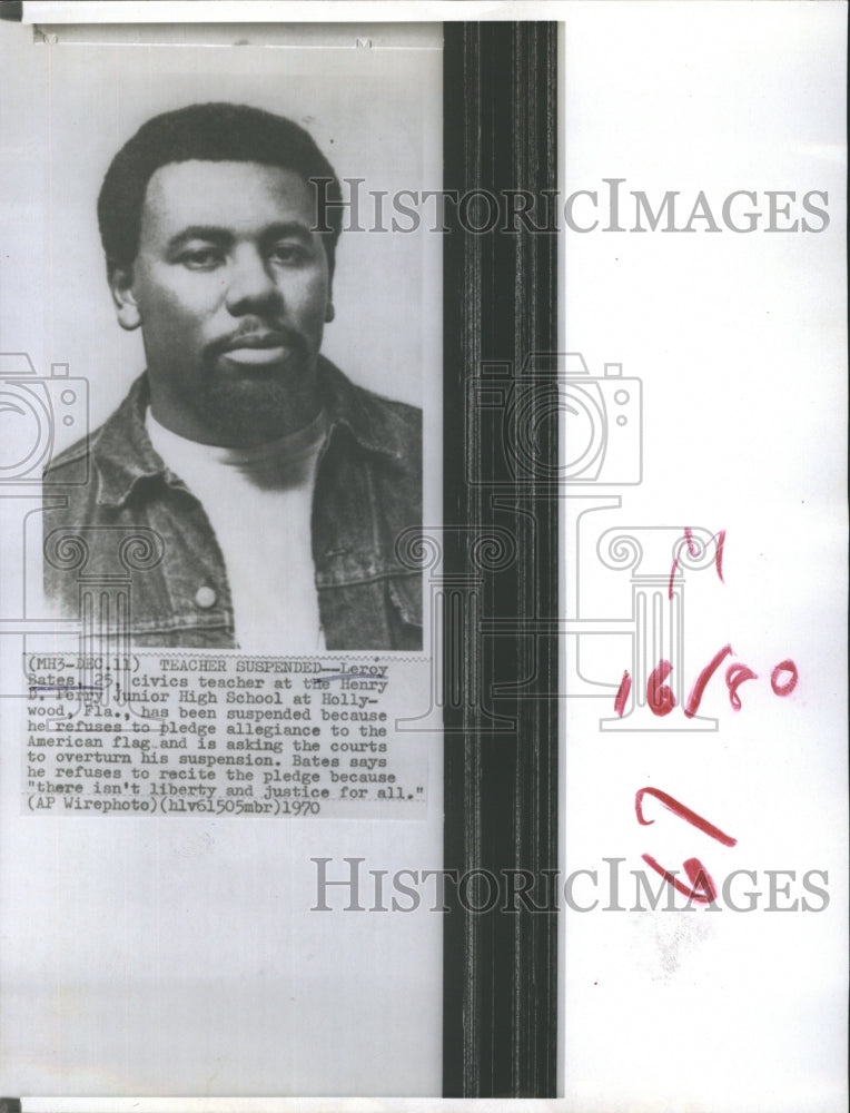 1970 Leroy Bates,civics teacher,Henry D Perry Jr High,suspended - Historic Images