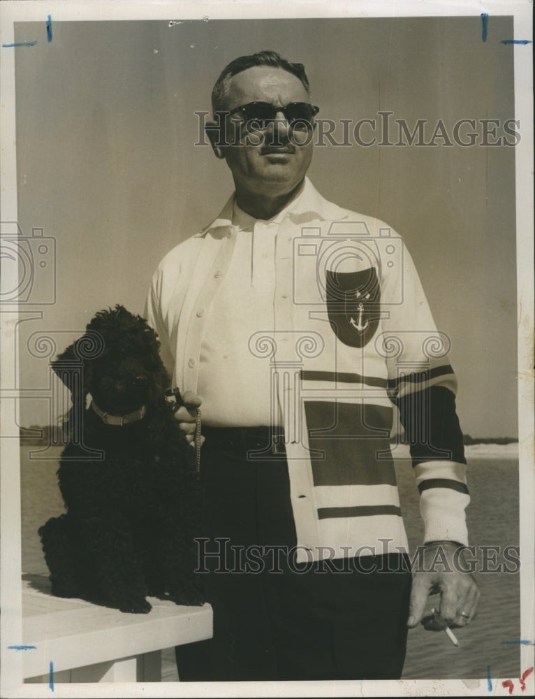 1959 Wales Wears an All Cotton Red and Blue Striped Sweater Jacket - Historic Images