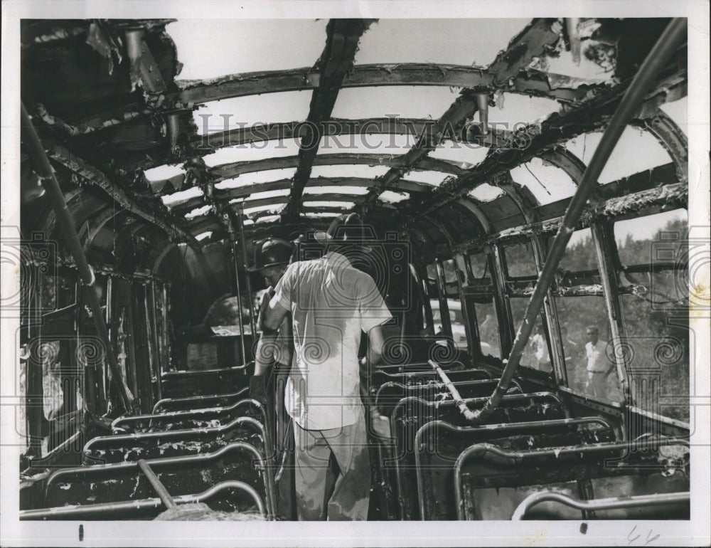 Remains of a bus fire  - Historic Images