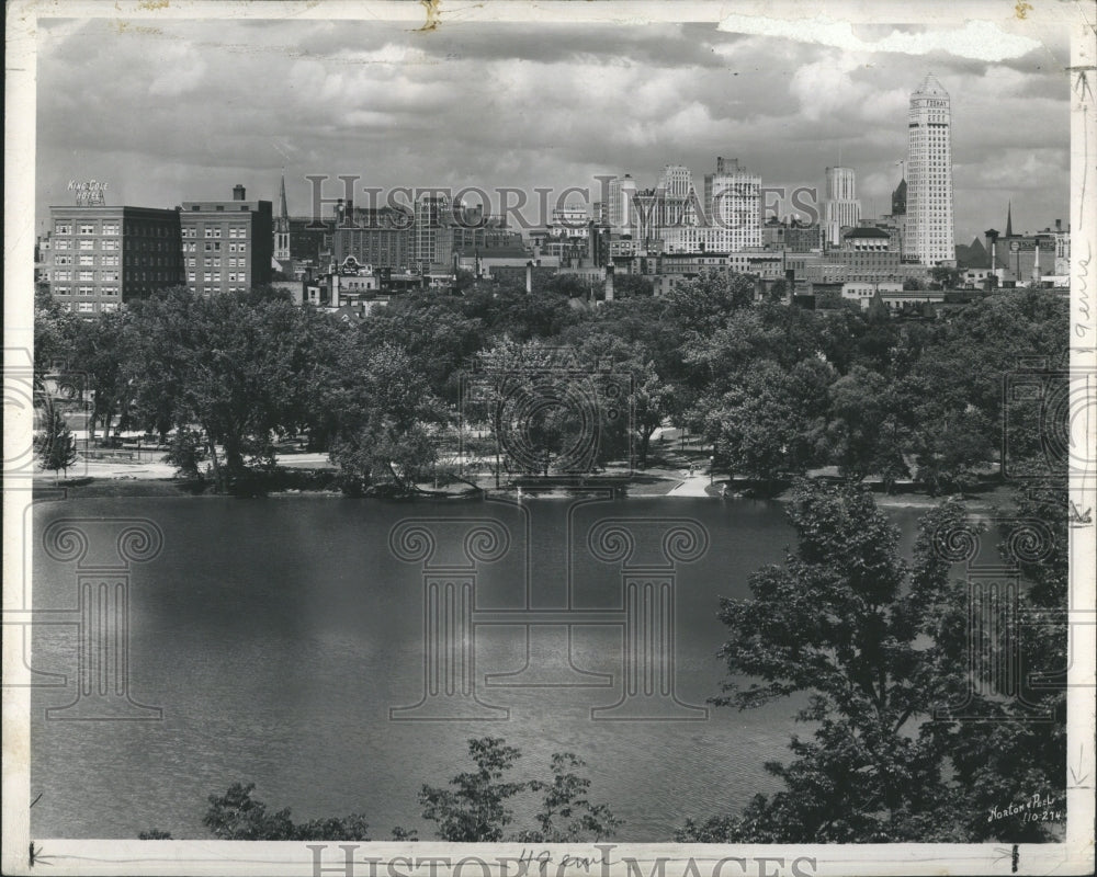 Press Photo Minneapolis Skyline View from Loring Lake - Historic Images