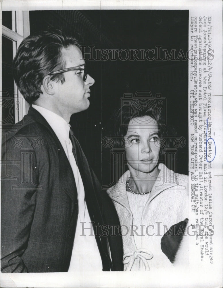 1964 Warren Beatty Leslie Caron Attend Jone&#39;s Opening Plaza Hotel - Historic Images