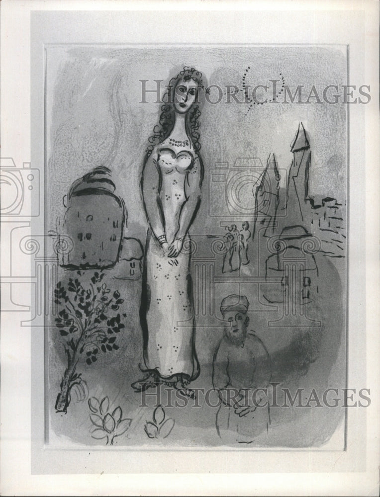 1972 Marc Chagall Drawing Illustration Pour La Bible  - Historic Images