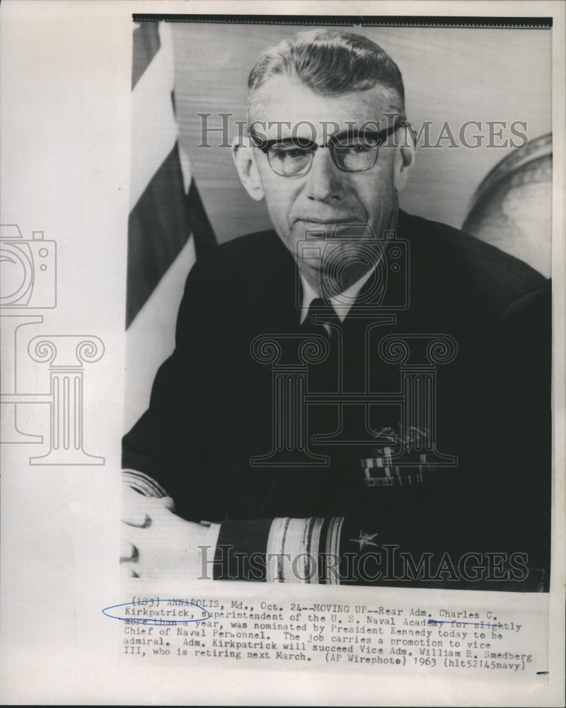 1963 Admiral Charles C. Kirkpatrick, Naval Academy Superintendent - Historic Images