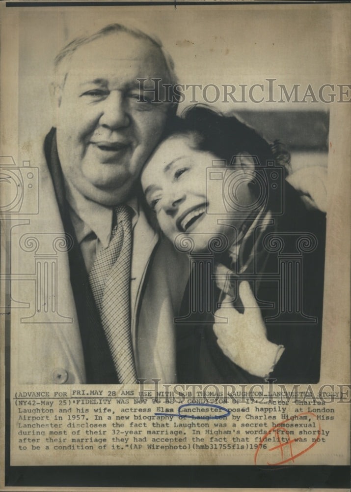 1976 Charles Laughton &amp; wife Elsa Lanchester, actors, London - Historic Images