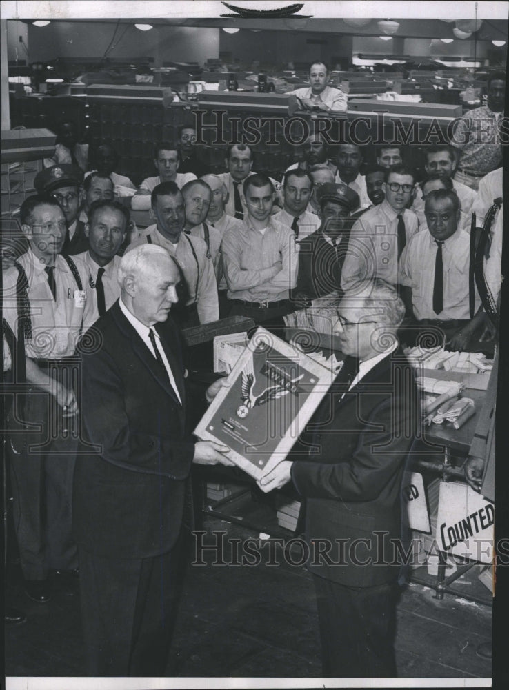 1962 Evanston Post Office workers won 1st place award for safety. - Historic Images