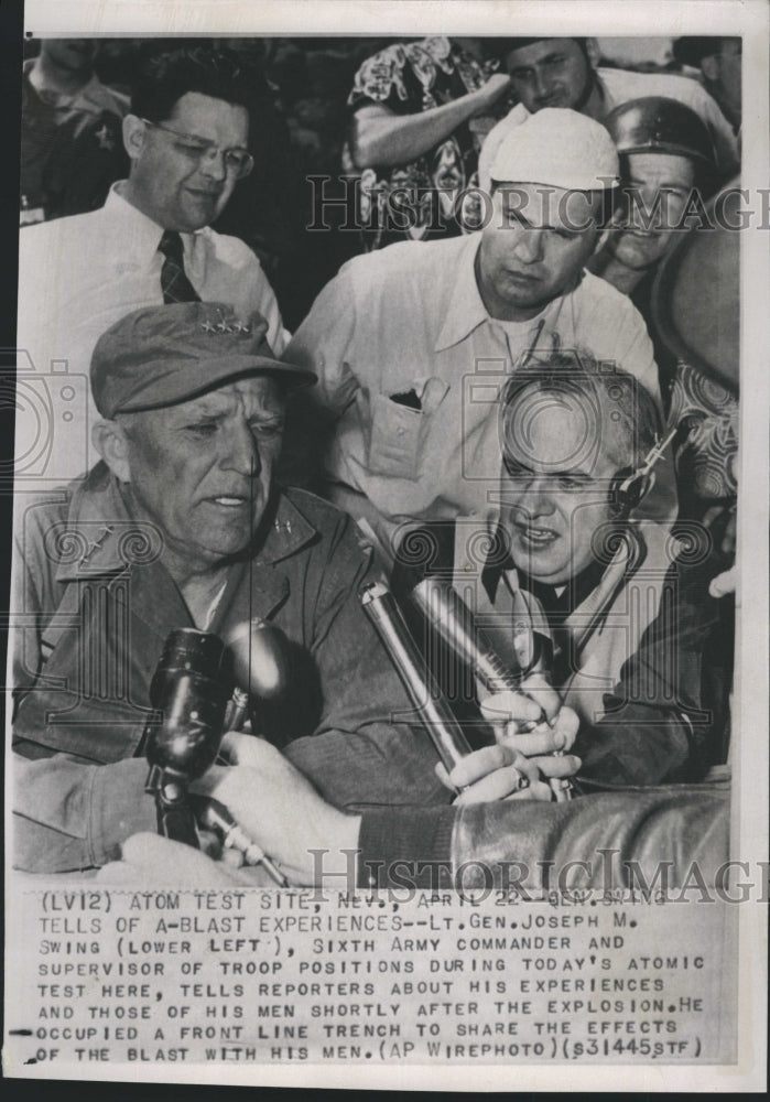 Press Photo Joseph M. Swing, Sixth Army Commander speaking to press - Historic Images