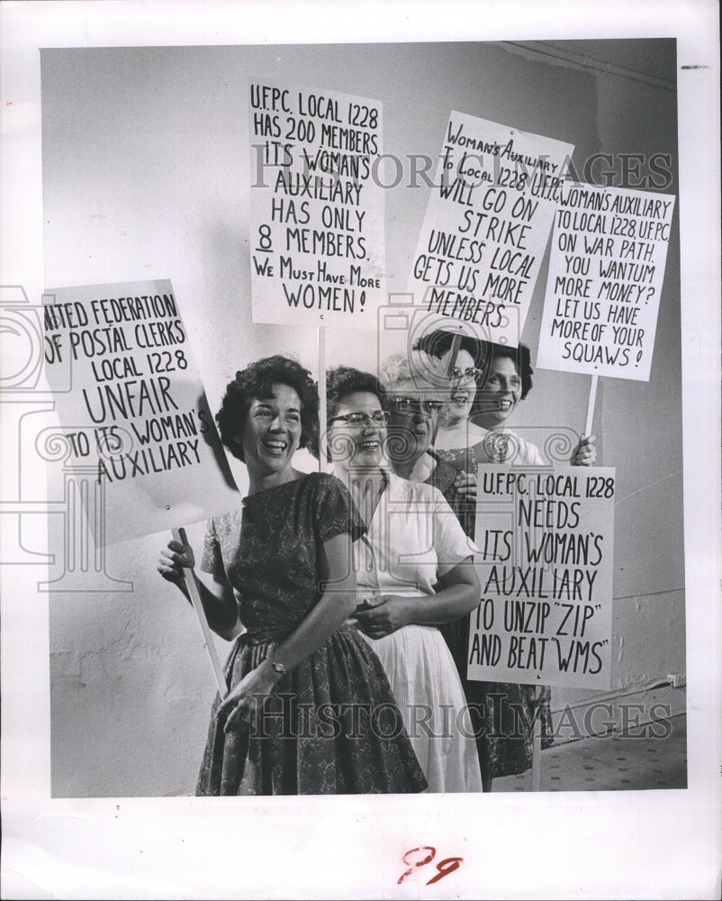 1963 Women&#39;s Auxiliary  Postal Clerks Go On Strike For More Members - Historic Images