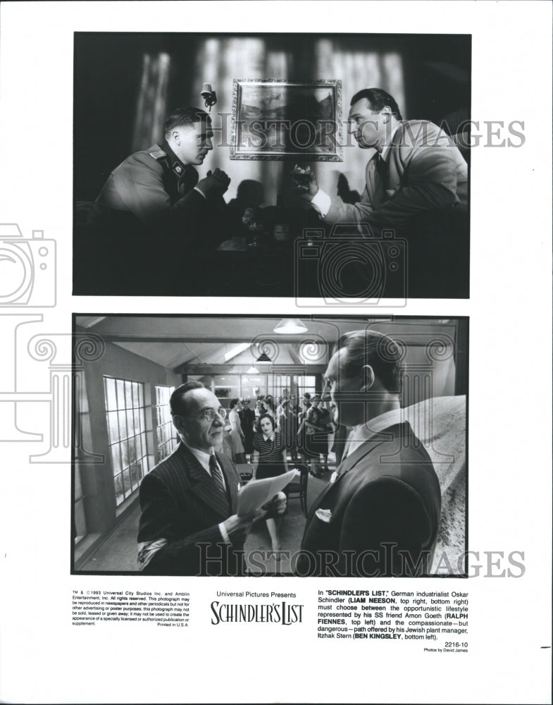 1993 Press PhotoLiam Neeson, Raplh Fiennes and Ben Kingsley in &quot;Schindler&#39;s List - Historic Images