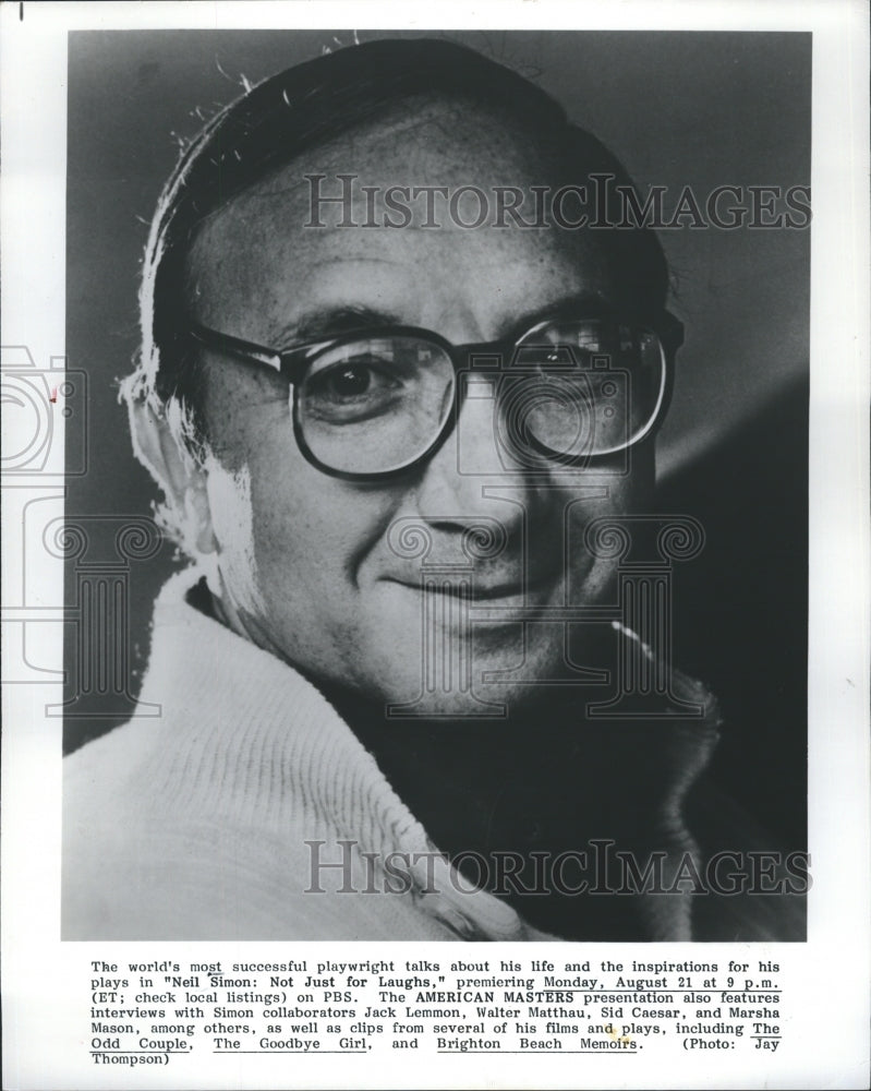 1989 Writer Neil Simon On PBS Special Neil Simon Not Just For Laughs - Historic Images