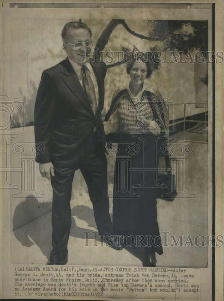 1972 Actor George C. Scott weds Trish Van Devere - Historic Images