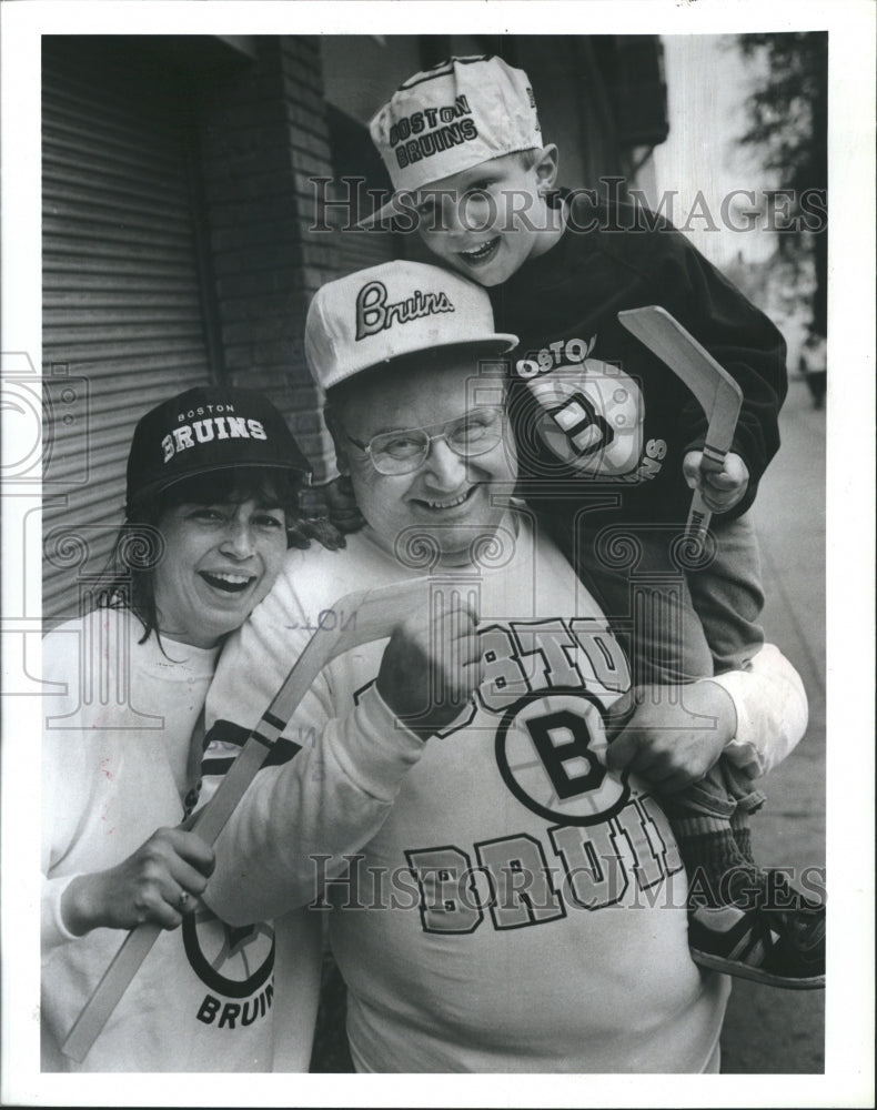 1988 Bruins Fans Katie Costello, Roger Bauman, and G. W. White - Historic Images