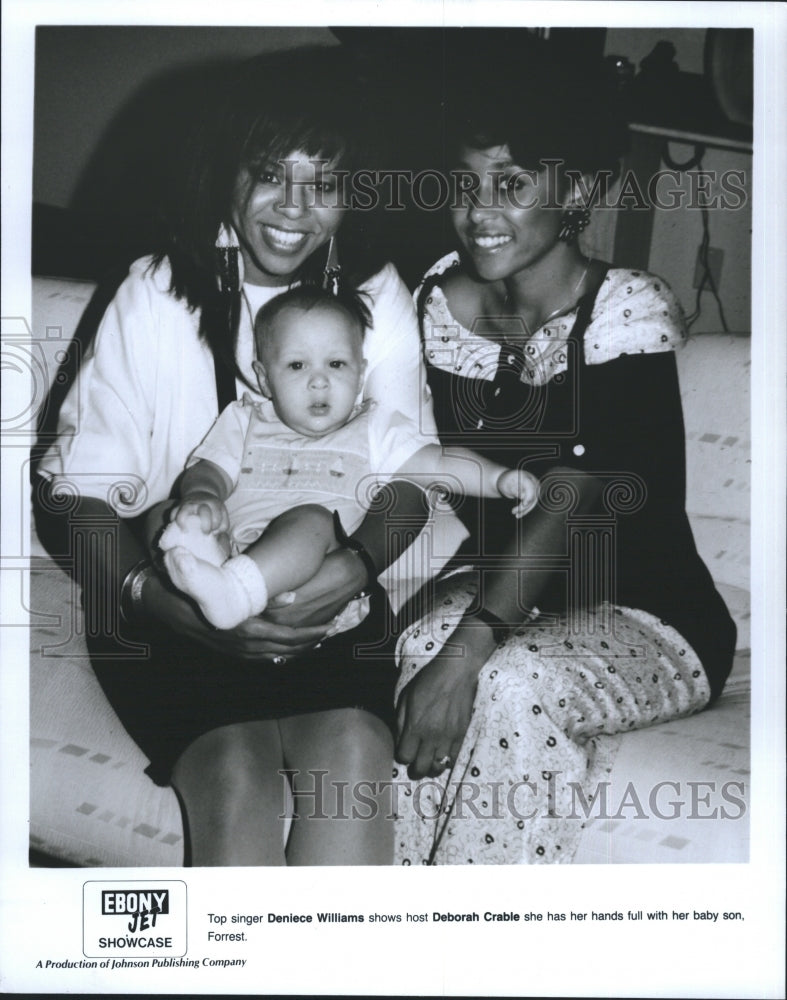 Singer Deniece Williams with Host Deborah Crable with baby son, - Historic Images