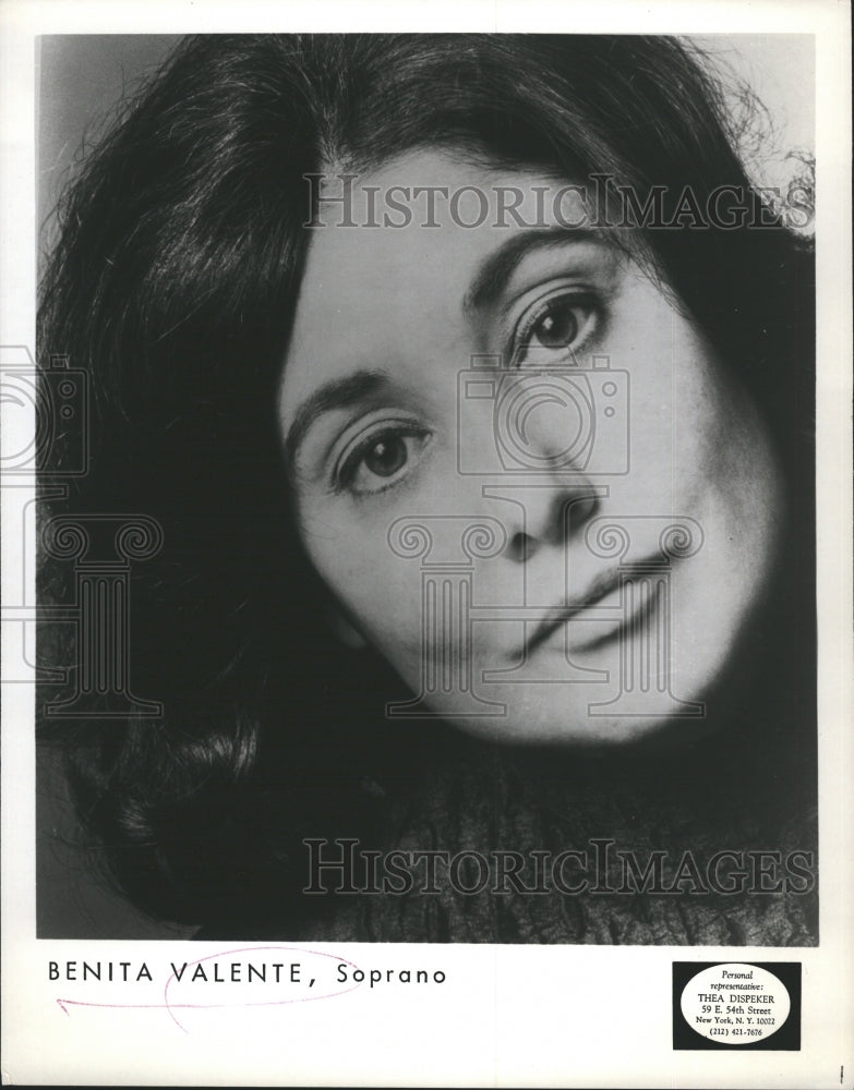 1977 Benita Valente American Soprano.  - Historic Images