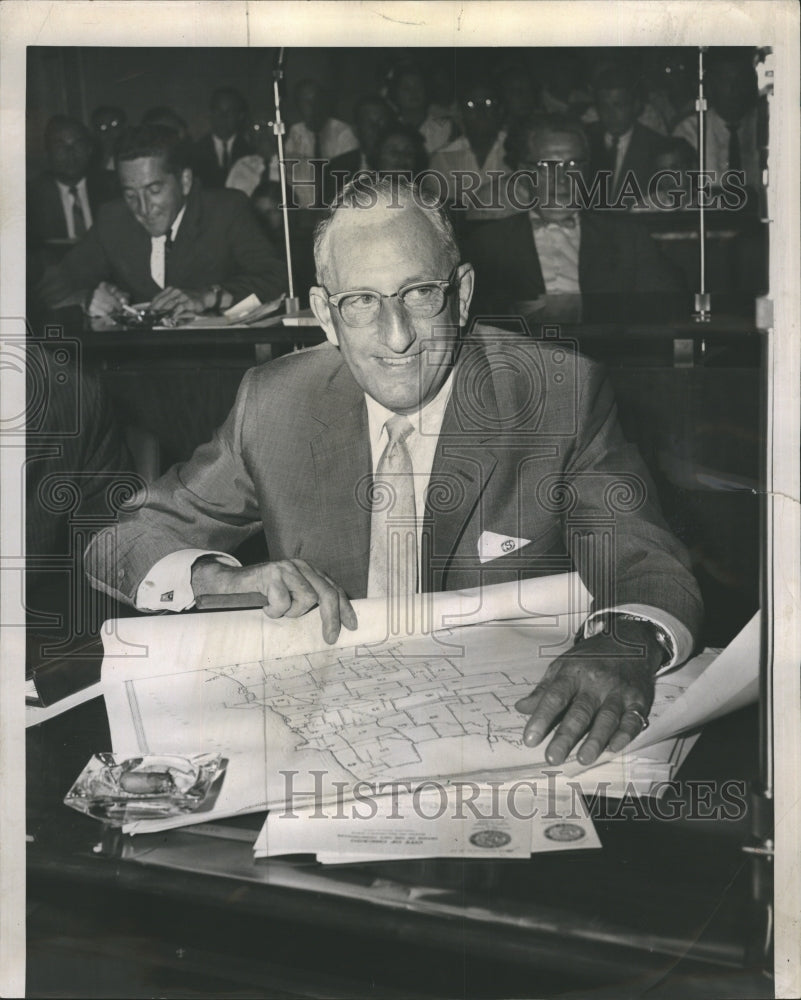 1961 Ald.HArry Sain with Map.  - Historic Images