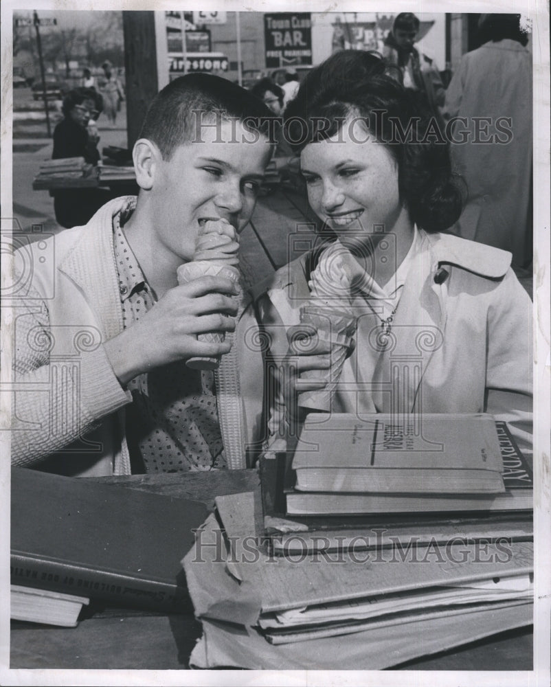 1960 Allen Park Jr. High John Flynn Gloria Bradford Ice Cream Break - Historic Images