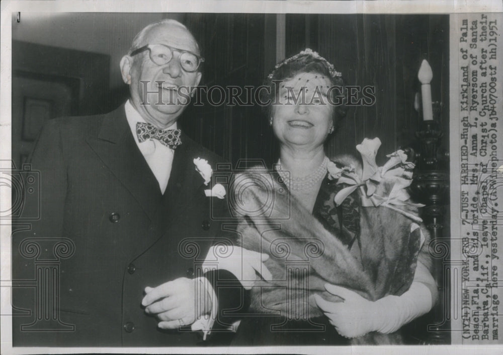 1951 Hugh Kirkland and his bride, Anna Ryerson  - Historic Images