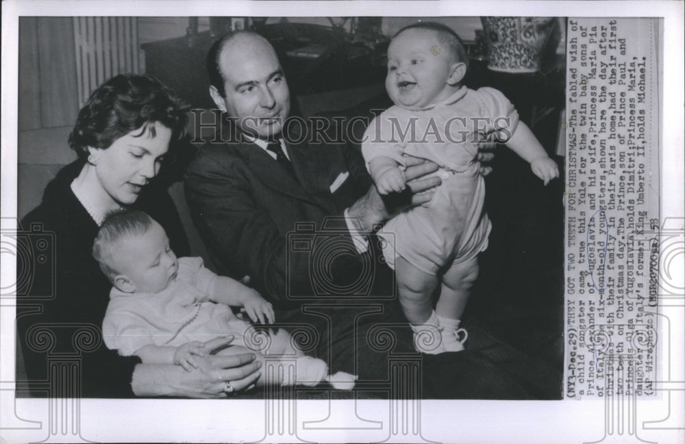 1958 Prince Alexander of Yugoslavia, wife Maria and children - Historic Images