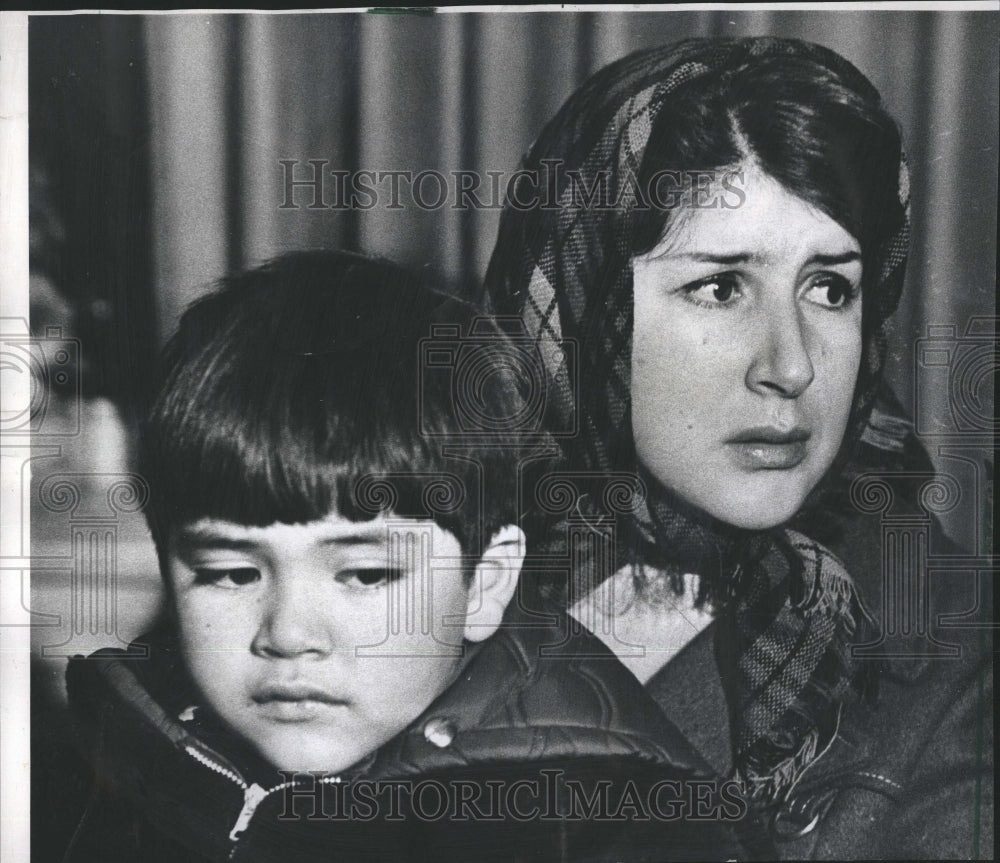 1972 Mrs. Vicente Cadena and son Gustavo after Mr. Cadena was shot - Historic Images