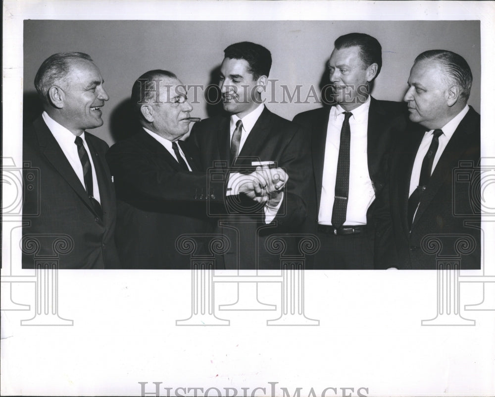 1961 Five man delegation of the Cleveland Indians at a press party. - Historic Images