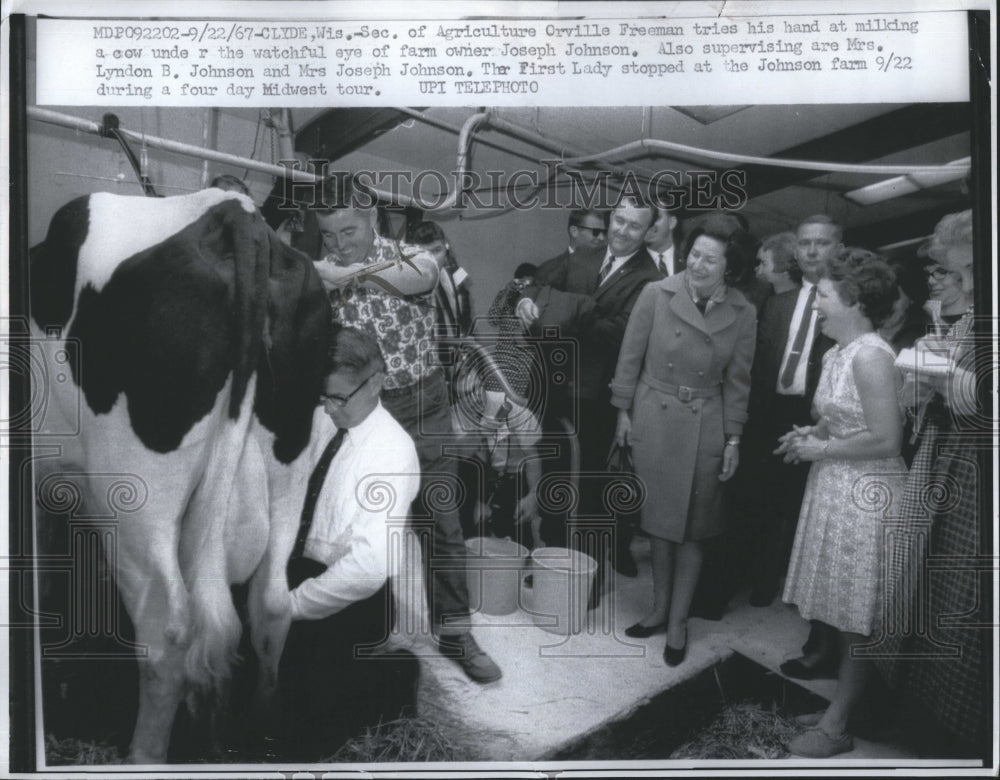 1967 Agriculture Secretary Orville Freeman Lady Bird Johnson - Historic Images