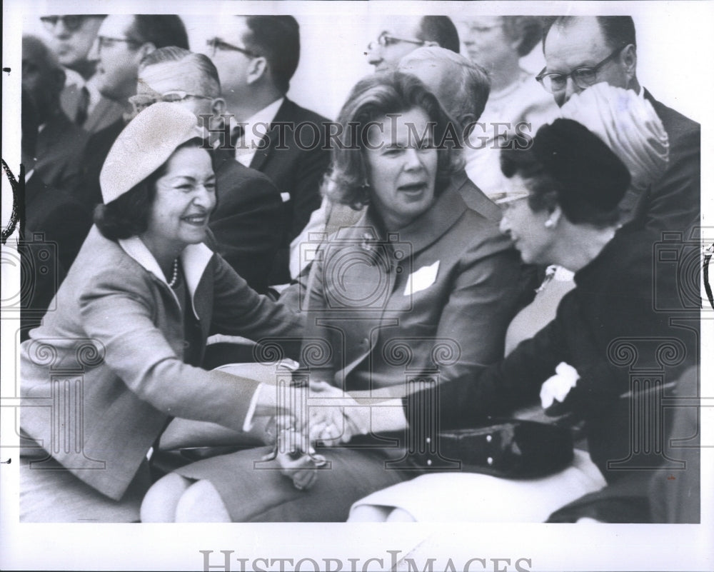 1966 Mrs. L.B. Johnson, Nancy Williams, Patrick V. UAW rally Cobo - Historic Images