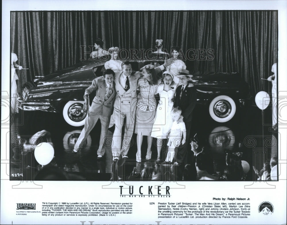 1988 Actors Tucker Jeff Bridges Joan Allen Slater Siemaszko Nemec - Historic Images