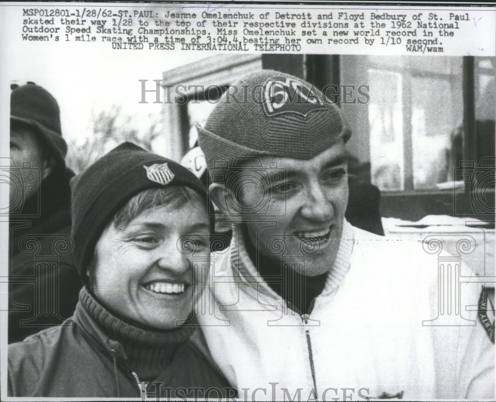 1962 Speed Skating Champions Jeanne Omelenchuk &amp; Floyd Bedbury - Historic Images